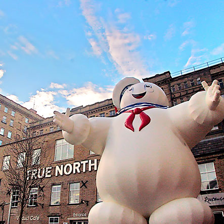 The Stay Puft Marshmallow man from Ghostbusters at Dean Clough
